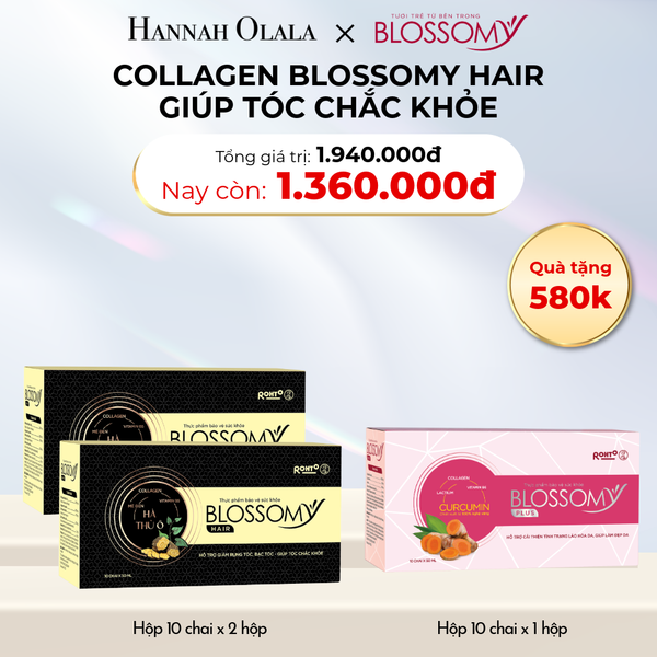  DEAL 18: MUA 2 HỘP 10 THỰC PHẨM BẢO VỆ SỨC KHỎE BLOSSOMY HAIR (MÀU ĐEN) TẶNG 1 HỘP 10 THỰC PHẨM BẢO VỆ SỨC KHỎE BLOSSOMY HỒNG 