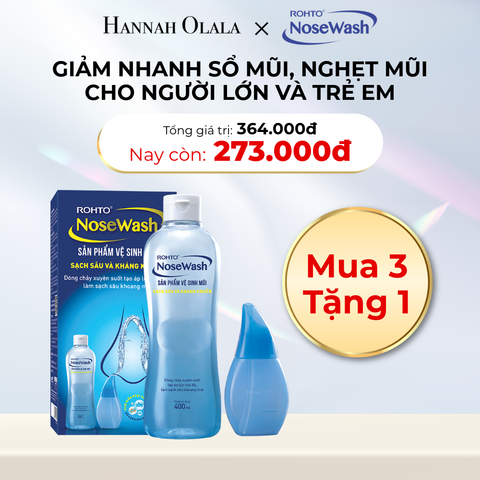  D18_DEAL 26: MUA 3 BỘ SẢN PHẨM VỆ SINH MŨI ROHTO NOSEWASH 400ML TẶNG 1 BỘ SẢN PHẨM VỆ SINH MŨI ROHTO NOSEWASH 400ML 
