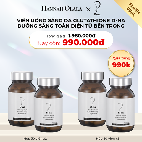  D28_DEAL 6A: FLASH DEAL: MUA 2 TẶNG 2 HỘP VIÊN UỐNG TRẮNG DA GLUTATHIONE D-NA (HỘP 30V x 4 HỘP) 