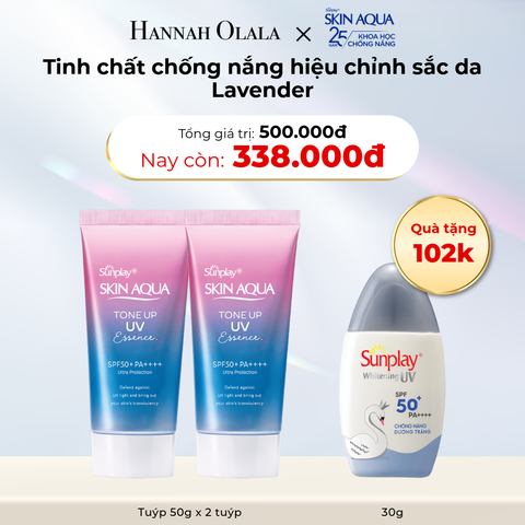  D24_DEAL 8: COMBO 02 TINH CHẤT CHỐNG NẮNG HIỆU CHỈNH SẮC DA LAVENDER 50G GIẢM 15% VÀ TẶNG 01 SỮA CHỐNG NẮNG DƯỠNG TRẮNG DA SUNPLAY WHITENING UV 30G 