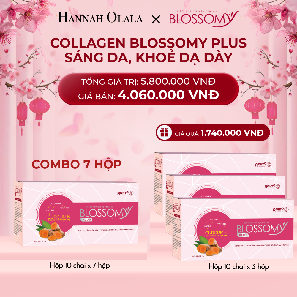  DEAL 4: MUA 7 HỘP 10 TẶNG 3 HỘP 10 THỰC PHẨM BẢO VỆ SỨC KHỎE BLOSSOMY PLUS (MÀU HỒNG) (HỘP 10 CHAI X 10 HỘP) 