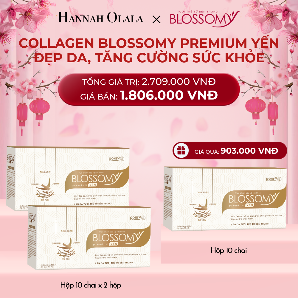  DEAL 3: MUA 2 HỘP 10 TẶNG 1 HỘP 10 THỰC PHẨM BẢO VỆ SỨC KHỎE BLOSSOMY PREMIUM TỔ YẾN (MÀU VÀNG) (HỘP 10 CHAI X 3 HỘP) 