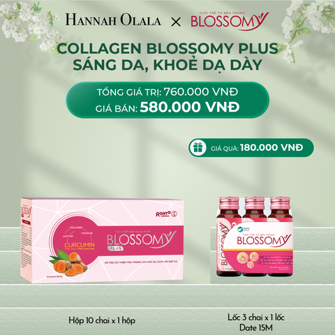  DEAL 16: MUA 1 HỘP 10 THỰC PHẨM BẢO VỆ SỨC KHỎE BLOSSOMY PLUS - 1.000 MG COLLAGEN THỦY PHÂN TẶNG 1 LỐC 3 THỰC PHẨM BẢO VỆ SỨC KHỎE BLOSSOMY - 50 MG COLLAGEN THỦY PHÂN (LỐC 3 DATE 15 THÁNG) (HỘP 10 CHAI X 1 HỘP & LỐC 3 CHAI X 1 LỐC) 