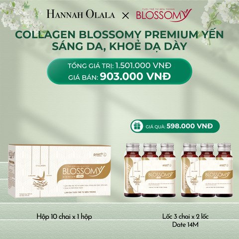  DEAL 17: MUA 1 HỘP 10 TẶNG 1 HỘP 10 THỰC PHẨM BẢO VỆ SỨC KHỎE BLOSSOMY PREMIUM TỔ YẾN (MÀU VÀNG) TẶNG 2 LỐC 3 THỰC PHẨM BẢO VỆ SỨC KHỎE BLOSSOMY PREMIUM TỔ YẾN (MÀU VÀNG -LỐC 3 DATE 14 THÁNG) (HỘP 10 CHAI X 1 HỘP & LỐC 3 CHAI X 2 LỐC) 