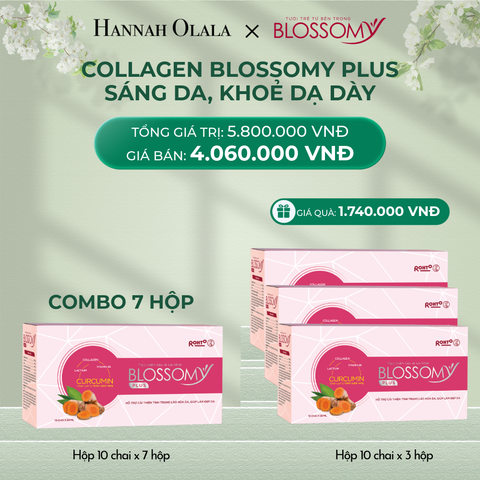  DEAL 5: MUA 7 HỘP 10 TẶNG 3 HỘP 10 THỰC PHẨM BẢO VỆ SỨC KHỎE BLOSSOMY PLUS (MÀU HỒNG) (HỘP 10 CHAI X 10 HỘP) 