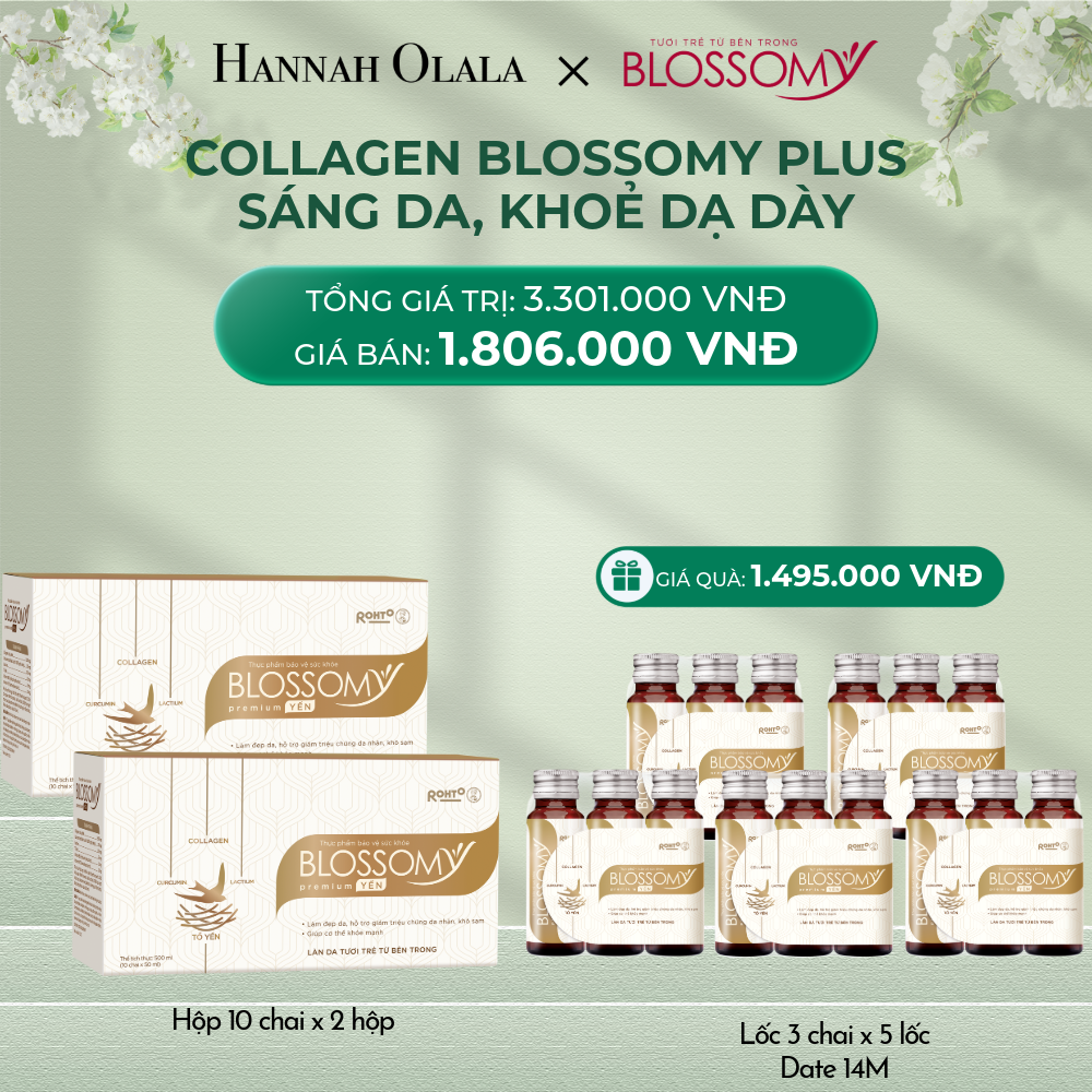  DEAL 2: MUA 2 HỘP 10 TẶNG 5 LỐC 3THỰC PHẨM BẢO VỆ SỨC KHỎE BLOSSOMY PREMIUM TỔ YẾN (MÀU VÀNG -LỐC 3 DATE 14 THÁNG) (HỘP 10 CHAI X 2 HỘP & LỐC 3 CHAI X 5 LỐC) 