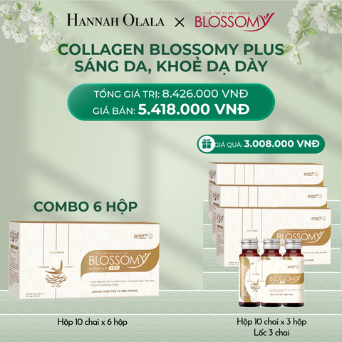  DEAL 6: MUA 6 HỘP 10 TẶNG 3 HỘP 10 VÀ 1 LỐC 3 THỰC PHẨM BẢO VỆ SỨC KHỎE BLOSSOMY PREMIUM TỔ YẾN (MÀU VÀNG) (HỘP 10 CHAI X 9 HỘP VÀ 1 LỐC 3) 