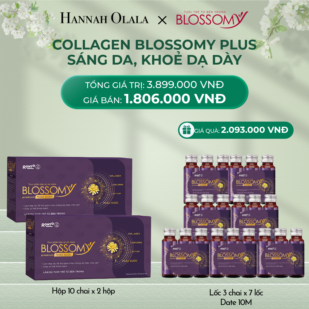  DEAL 3: MUA 2 HỘP 10 THỰC PHẨM BẢO VỆ SỨC KHỎE BLOSSOMY PREMIUM THẢO DƯỢC TẶNG 7 LỐC 3 THỰC PHẨM BẢO VỆ SỨC KHỎE BLOSSOMY PREMIUM THẢO DƯỢC (LỐC 3 DATE 10 THÁNG) (HỘP 10 CHAI X 2 HỘP & LỐC 3 CHAI X 7 LỐC) 