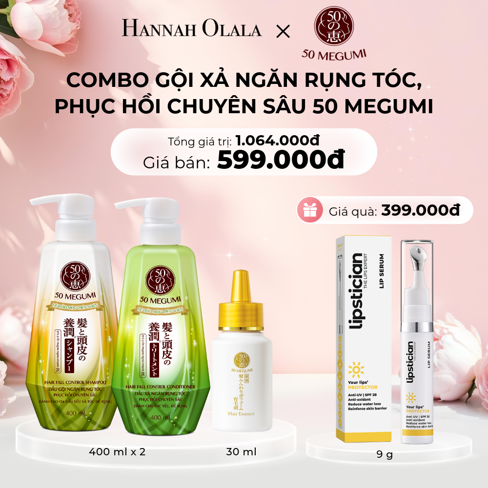  E908: DEAL 3: COMBO DẦU GỘI NGĂN RỤNG TÓC, PHỤC HỒI CHUYÊN SÂU 50 MEGUMI 400ML + TINH CHẤT DƯỠNG VÀ NGĂN RỤNG TÓC 50 MEGUMI 30ML - [GIAO HÀNG TỪ 03/10] 