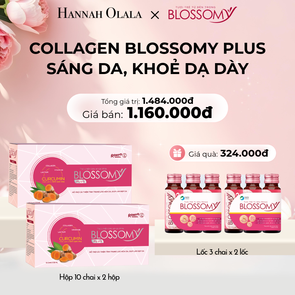  E914: DEAL 9: MUA 2 HỘP 10 THỰC PHẨM BẢO VỆ SỨC KHỎE BLOSSOMY PLUS - 1.000 MG COLLAGEN THỦY PHÂN TẶNG 2 LỐC 3 THỰC PHẨM BẢO VỆ SỨC KHỎE BLOSSOMY - 50 MG COLLAGEN THỦY PHÂN (HỘP 10 CHAI X 2 HỘP & LỐC 3 CHAI X 2 LỐC) - [GIAO HÀNG TỪ 03/10] 