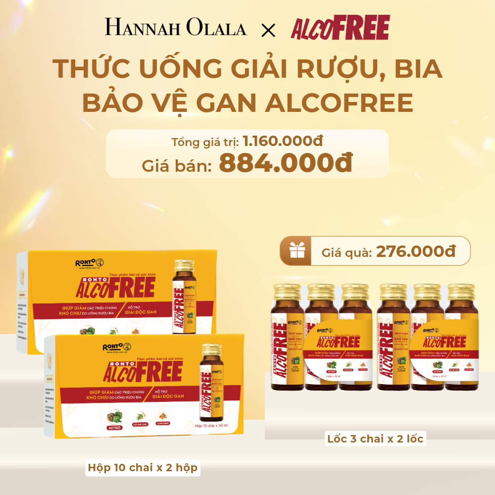  DEAL 9: MUA 2 HỘP 10 TẶNG 2 LỐC 3 THỰC PHẨM BẢO VỆ SỨC KHỎE ROHTO ALCOFREE - HỖ TRỢ GIẢM TRIỆU CHỨNG KHÓ CHỊU DO UỐNG RƯỢU BIA VÀ GIẢI ĐỘC GAN (HỘP 10 CHAI X 2 HỘP VÀ LỐC 3 CHAI X 2 LỐC) 