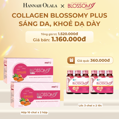  DEAL 5: MUA 2 HỘP 10 THỰC PHẨM BẢO VỆ SỨC KHỎE BLOSSOMY PLUS - 1.000 MG COLLAGEN THỦY PHÂN TẶNG 2 LỐC 3 THỰC PHẨM BẢO VỆ SỨC KHỎE BLOSSOMY - 50 MG COLLAGEN THỦY PHÂN (HỘP 10 CHAI X 2 HỘP & LỐC 3 CHAI X 2 LỐC) 