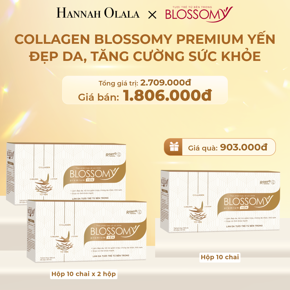  DEAL 6: MUA 2 HỘP 10 TẶNG 1 HỘP 10 THỰC PHẨM BẢO VỆ SỨC KHỎE BLOSSOMY PREMIUM TỔ YẾN (MÀU VÀNG) (HỘP 10 CHAI X 3 HỘP) 