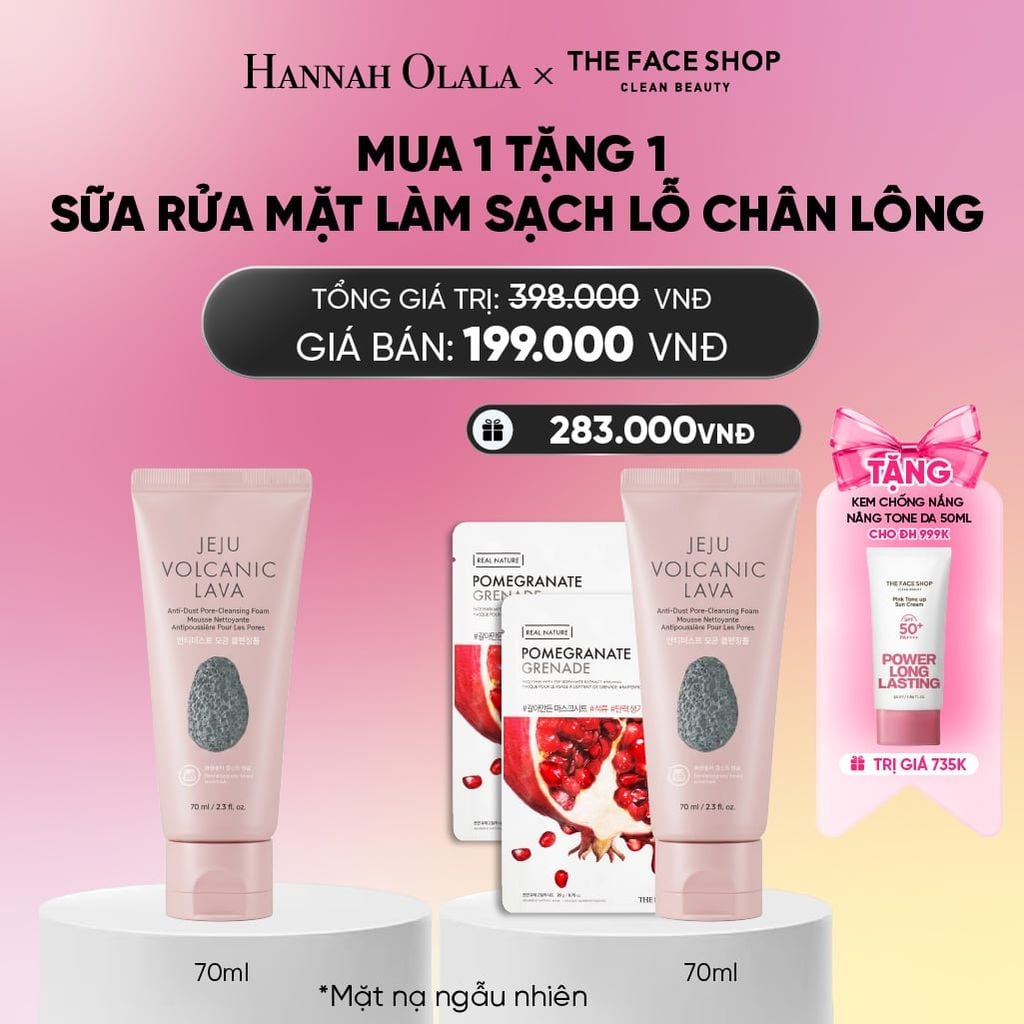  COMBO 2 SỮA RỬA MẶT LÀM SẠCH LỖ CHÂN LÔNG JEJU VOLCANIC LAVA ANTI DUST PORE CLEANSING FOAM 70ML_A336 