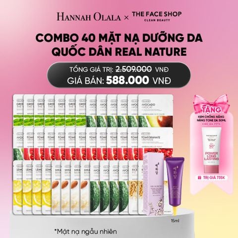  COMBO 40 MẶT NẠ DƯỠNG DA QUỐC DÂN REAL NATURE CHO MỌI LOẠI DA_A329 