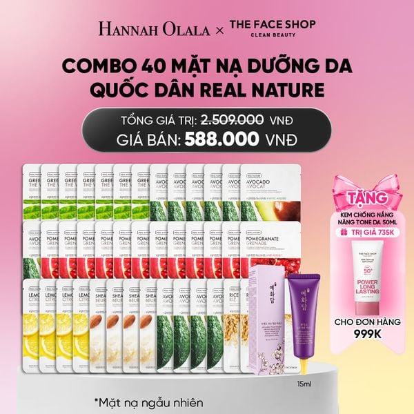  COMBO 40 MẶT NẠ DƯỠNG DA QUỐC DÂN REAL NATURE CHO MỌI LOẠI DA_ A329 