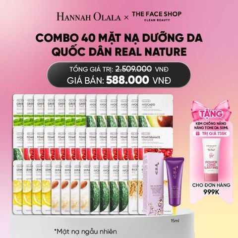  COMBO 40 MẶT NẠ DƯỠNG DA QUỐC DÂN REAL NATURE CHO MỌI LOẠI DA_ A329 