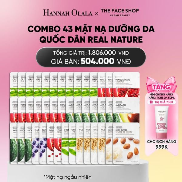  COMBO 43 MẶT NẠ DƯỠNG DA QUỐC DÂN REAL NATURE CHO MỌI LOẠI DA_ A330 