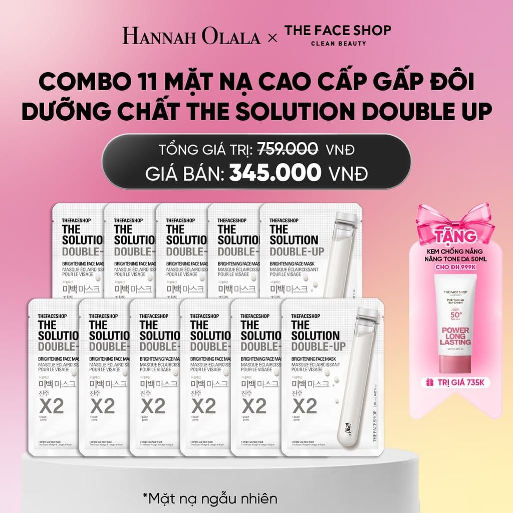  COMBO 11 MẶT NẠ CAO CẤP GẤP ĐÔI DƯỠNG CHẤT THE SOLUTION DOUBLE UP_A343 