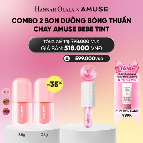  COMBO 2 SON DƯỠNG BÓNG THUẦN CHAY AMUSE BEBE TINT 3.8G_ A2348 