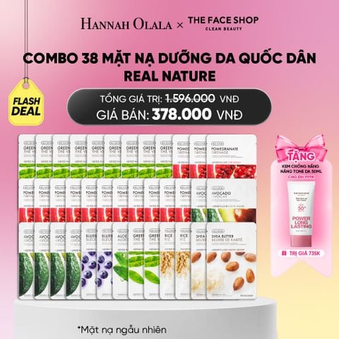  COMBO 38 MẶT NẠ DƯỠNG DA QUỐC DÂN REAL NATURE CHO MỌI LOẠI DA_A349 