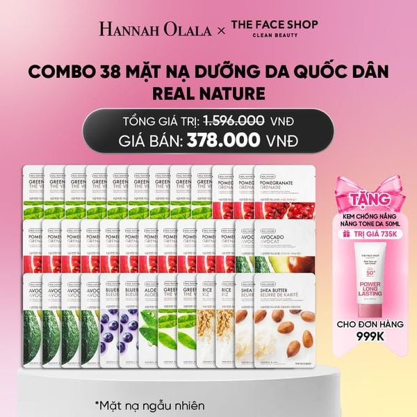  COMBO 38 MẶT NẠ DƯỠNG DA QUỐC DÂN REAL NATURE CHO MỌI LOẠI DA_ A349 