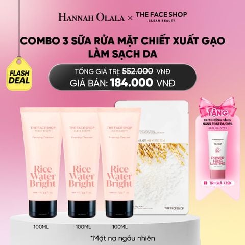  COMBO 3 SỮA RỬA MẶT LÀM SẠCH DA RICE WATER BRIGHT CLEANSING FOAM 100ML_A331 