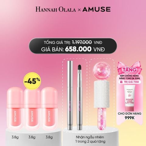  COMBO 3 SON DƯỠNG BÓNG THUẦN CHAY AMUSE BEBE TINT 3.8G_ A2350 