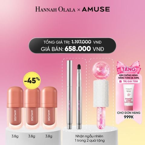  COMBO 3 SON DƯỠNG BÓNG THUẦN CHAY AMUSE BEBE TINT 3.8G_ A2350 