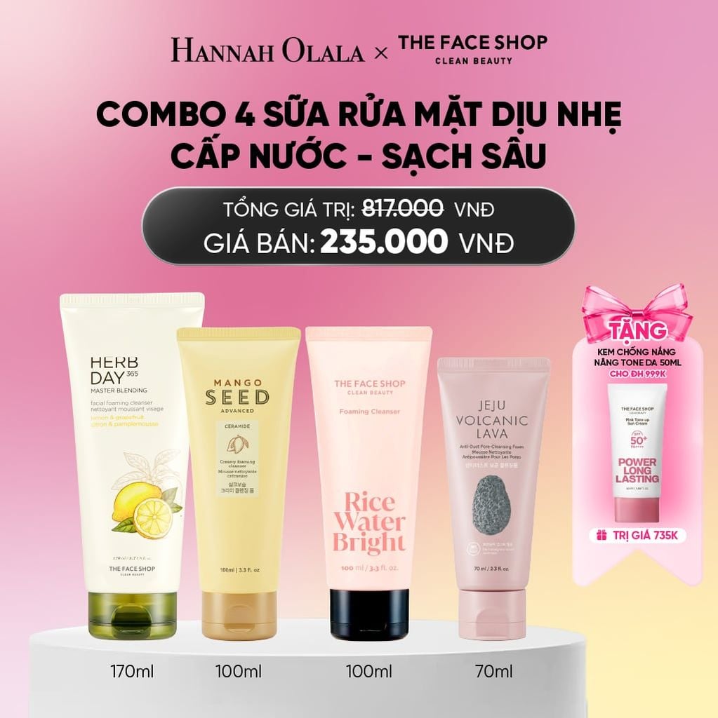  COMBO 4 SỮA RỬA MẶT DỊU NHẸ - CẤP NƯỚC - SẠCH SÂU_A334 