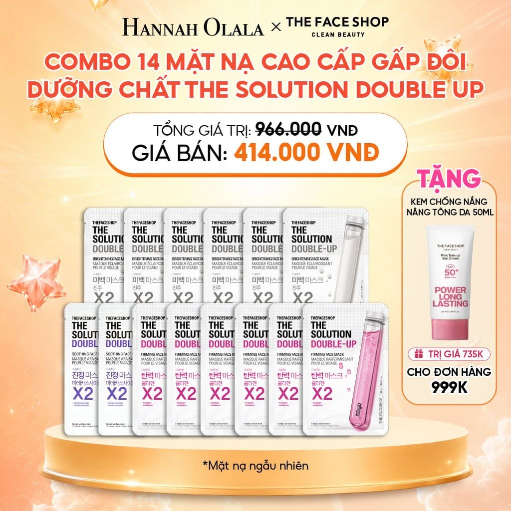  COMBO 14 MẶT NẠ CAO CẤP GẤP ĐÔI DƯỠNG CHẤT THE SOLUTION DOUBLE UP 
