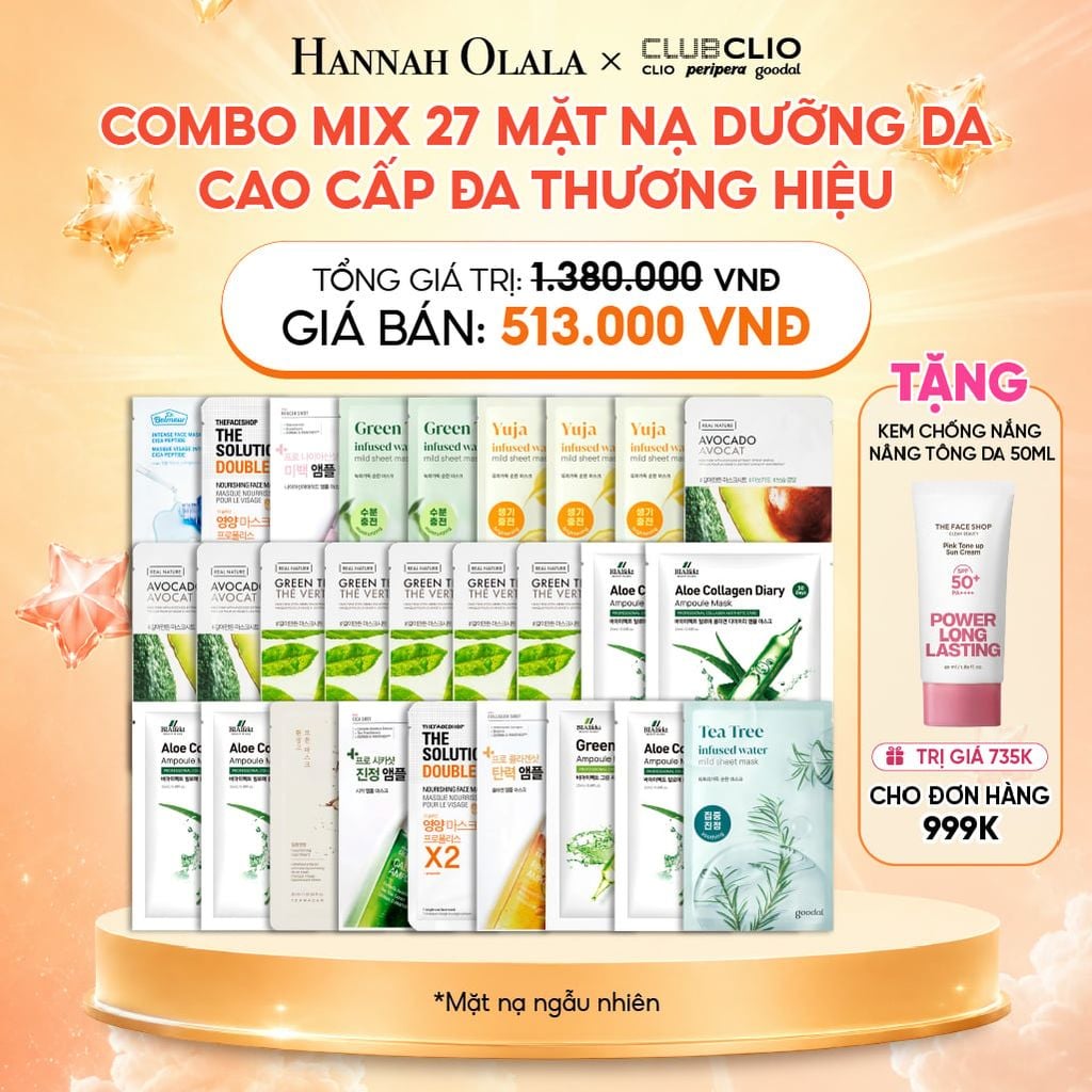  COMBO MIX 27 MẶT NẠ DƯỠNG DA CAO CẤP ĐA THƯƠNG HIỆU 