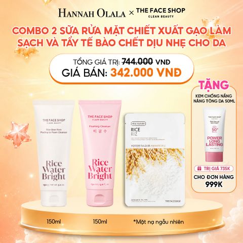  COMBO 2 SỮA RỬA MẶT CHIẾT XUẤT GẠO LÀM SẠCH VÀ TẨY TẾ BÀO CHẾT DỊU NHẸ CHO DA 