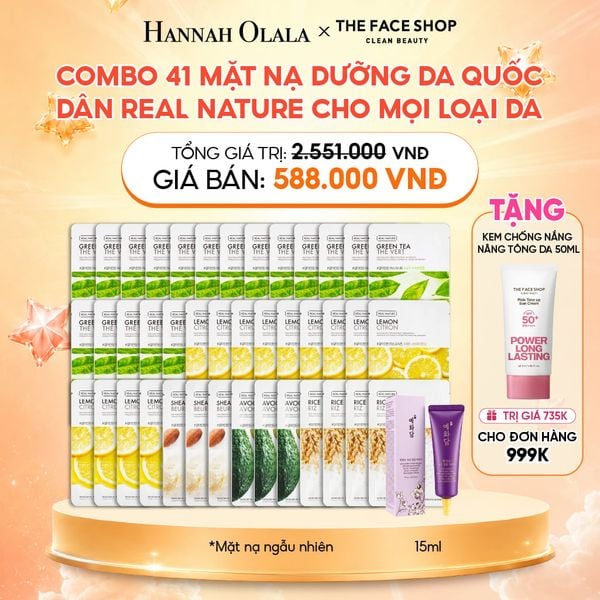  COMBO 41 MẶT NẠ DƯỠNG DA QUỐC DÂN REAL NATURE CHO MỌI LOẠI DA 