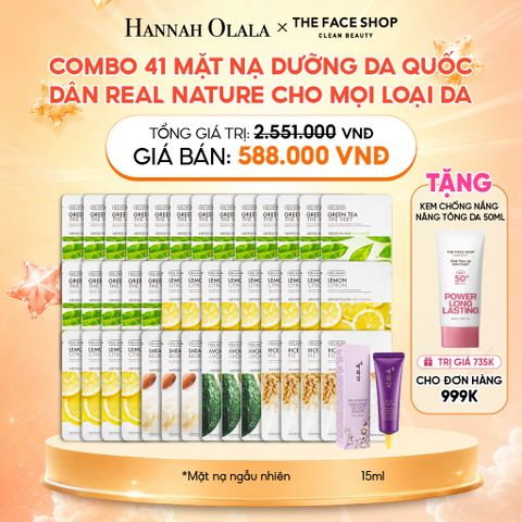  COMBO 41 MẶT NẠ DƯỠNG DA QUỐC DÂN REAL NATURE CHO MỌI LOẠI DA 