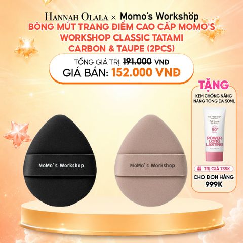  BÔNG MÚT TRANG ĐIỂM CAO CẤP MOMO'S WORKSHOP CLASSIC TATAMI - CARBON & TAUPE (2PCS) 