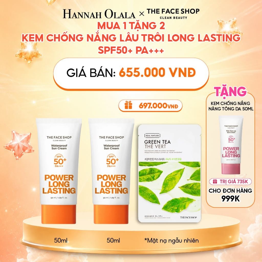  MUA 1 TẶNG 2 KEM CHỐNG NẮNG LÂU TRÔI LONG LASTING SPF50+ PA+++ 50ML 