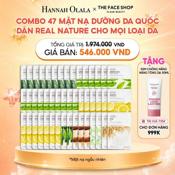  COMBO 47 MẶT NẠ DƯỠNG DA QUỐC DÂN REAL NATURE CHO MỌI LOẠI DA 