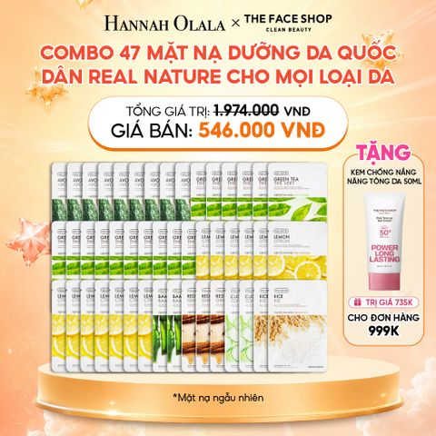  COMBO 47 MẶT NẠ DƯỠNG DA QUỐC DÂN REAL NATURE CHO MỌI LOẠI DA 