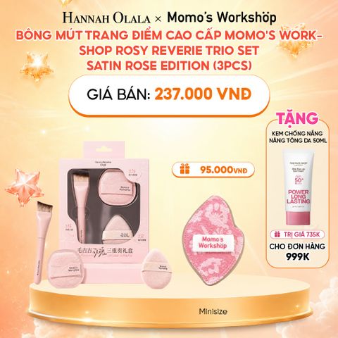  BÔNG MÚT TRANG ĐIỂM CAO CẤP MOMO'S WORKSHOP ROSY REVERIE TRIO SET - SATIN ROSE EDITION (3PCS) 