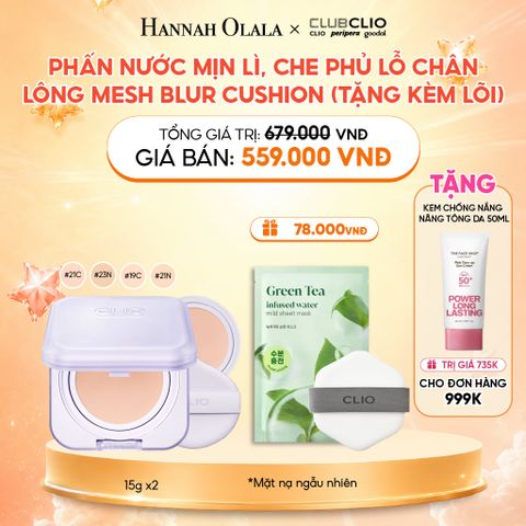  PHẤN NƯỚC MỊN LÌ, CHE PHỦ LỖ CHÂN LÔNG MESH BLUR CUSHION (TẶNG KÈM LÕI) 
