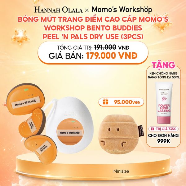  BÔNG MÚT TRANG ĐIỂM CAO CẤP MOMO'S WORKSHOP BENTO BUDDIES – PEEL 'N PALS DRY USE (3PCS) 