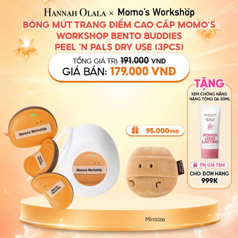  BÔNG MÚT TRANG ĐIỂM CAO CẤP MOMO'S WORKSHOP BENTO BUDDIES – PEEL 'N PALS DRY USE (3PCS) 