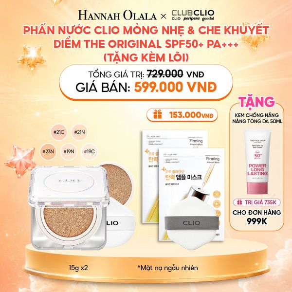  PHẤN NƯỚC CLIO MỎNG NHẸ & CHE KHUYẾT ĐIỂM THE ORIGINAL SPF50+ PA+++ (TẶNG KÈM LÕI) 