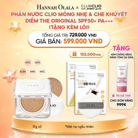  PHẤN NƯỚC CLIO MỎNG NHẸ & CHE KHUYẾT ĐIỂM THE ORIGINAL SPF50+ PA+++ (TẶNG KÈM LÕI) 