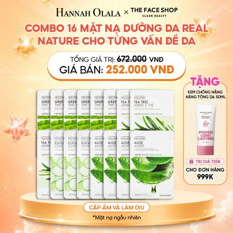 COMBO 16 MẶT NẠ DƯỠNG DA REAL NATURE CHO TỪNG VẤN ĐỀ DA 