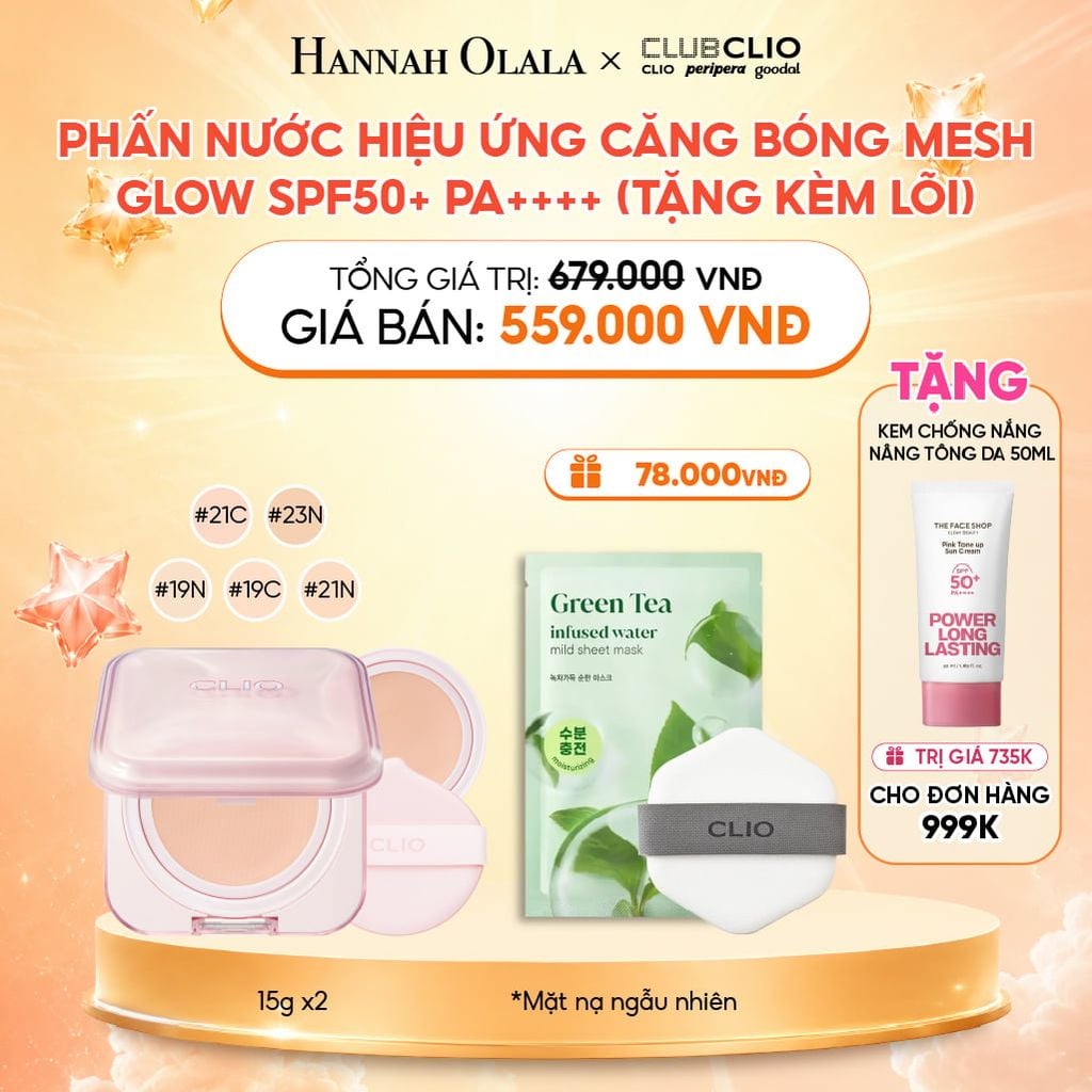  PHẤN NƯỚC HIỆU ỨNG CĂNG BÓNG MESH GLOW SPF50+ PA++++ (TẶNG KÈM LÕI) 