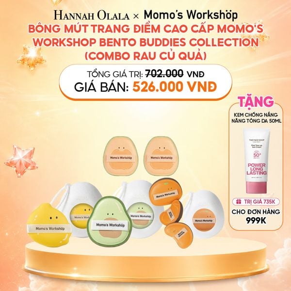 BÔNG MÚT TRANG ĐIỂM CAO CẤP MOMO'S WORKSHOP BENTO BUDDIES COLLECTION (COMBO RAU CỦ QUẢ) 