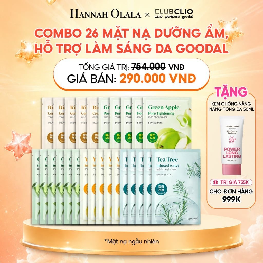  COMBO 26 MẶT NẠ DƯỠNG ẨM, HỖ TRỢ LÀM SÁNG DA GOODAL 20G 