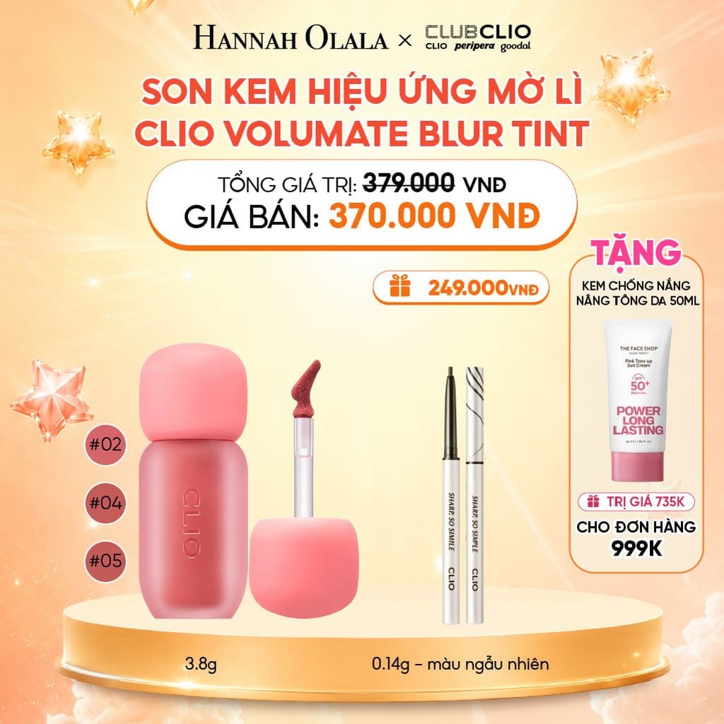  SON KEM HIỆU ỨNG MỜ LÌ CLIO VOLUMATE BLUR TINT 3.8G 